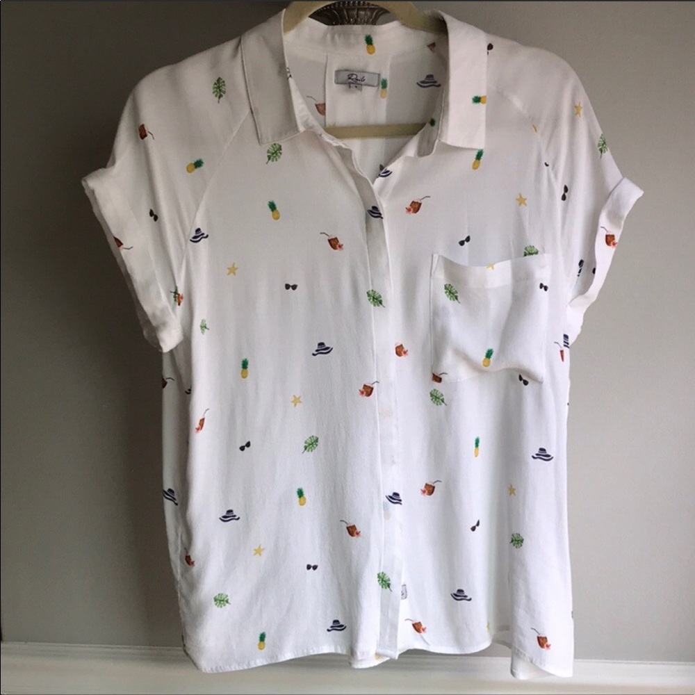 Anthropologie white sheer beach flowy button up